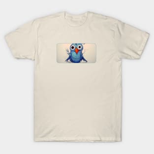 Weird blue bird drawing T-Shirt